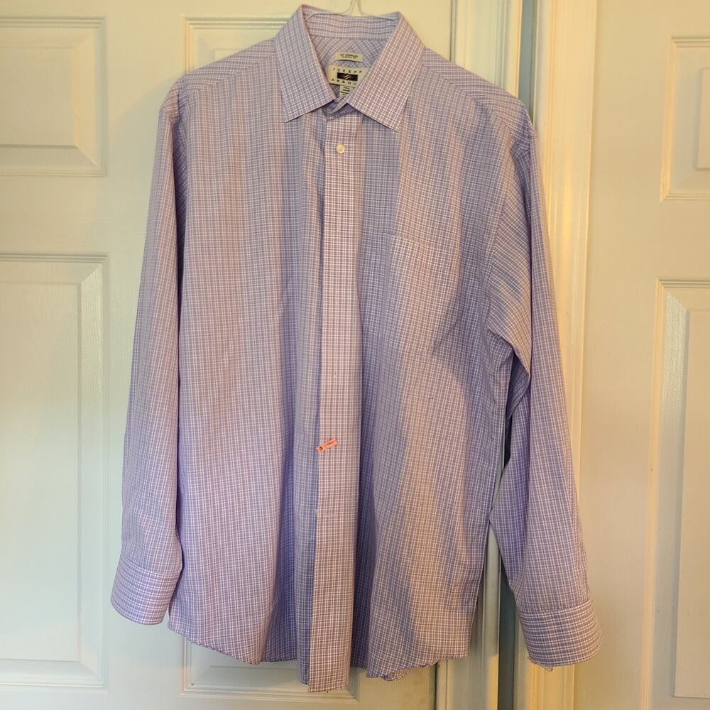 Joseph Abboud Purple Plaid Button Up Shirt Size 16.5/34-35